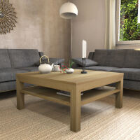 Großer Quadratischer Couchtisch mit Ablage - 100x100cm