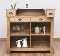 Braune Hausbar Massivholz mit Zinkplatte
