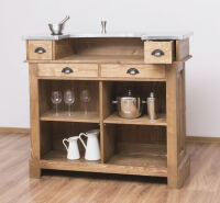 Braune Hausbar Massivholz mit Zinkplatte
