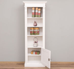 Schmales Bücherregal weiß mit Unterschrank