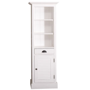 Schmaler Hochschrank weiß mit Lamellentür