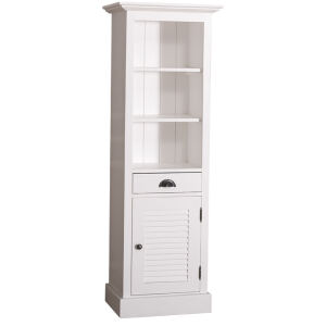 Schmaler Hochschrank weiß mit Lamellentür