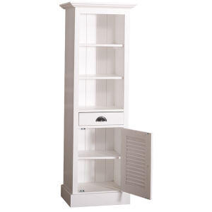 Schmaler Hochschrank weiß mit Lamellentür