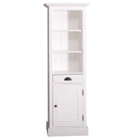 Schmaler Hochschrank weiß mit Lamellentür