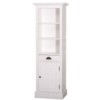 Schmaler Hochschrank weiß mit Lamellentür