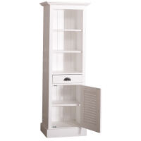 Schmaler Hochschrank weiß mit Lamellentür