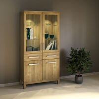 Wohnzimmerschrank mit Glastüren Eiche massiv