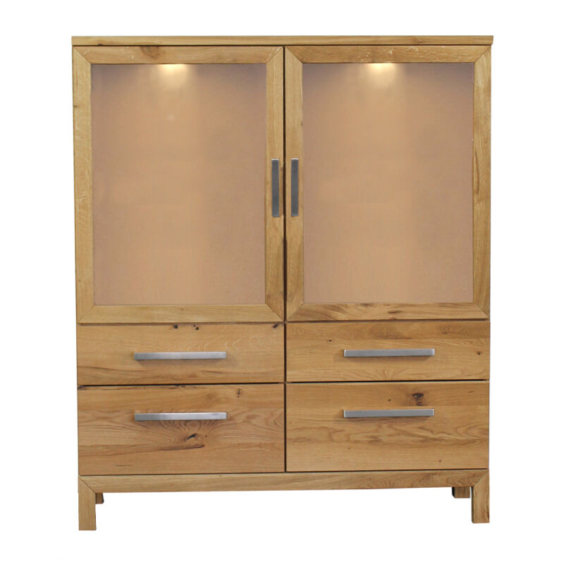Moderne Vitrine mit Beleuchtung Wildeiche geölt