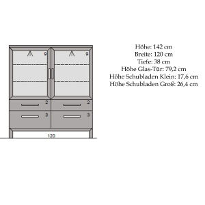 Moderne Vitrine mit Beleuchtung Wildeiche geölt