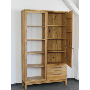 Bücherschrank mit Tür Wildeiche geölt