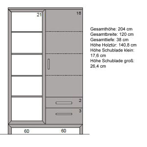 Bücherschrank mit Tür Wildeiche geölt