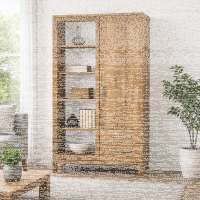 Bücherschrank mit Tür Wildeiche geölt