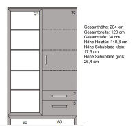 Bücherschrank mit Tür Wildeiche geölt