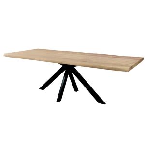 Baumkantetisch Wildeiche White Washed - Spider Gestell 180 x 90 cm