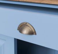 Blaue Kommode im Landhausstil mit Eichenplatte