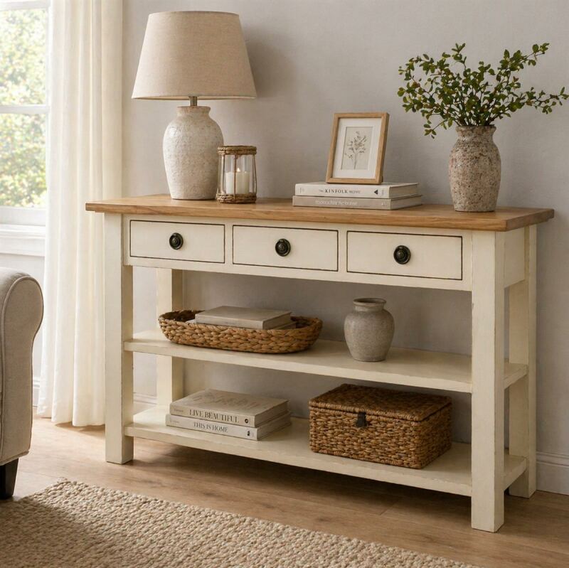 Schmaler Konsolentisch mit Schublade Shabby Chic