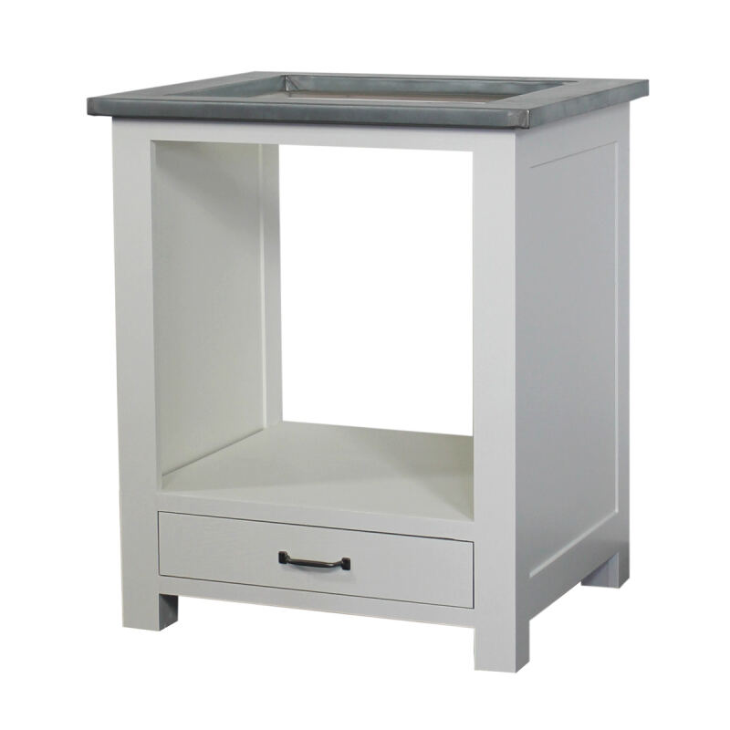 Weißer Backofenschrank mit Schublade im Landhausstil