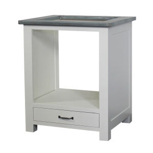 Weißer Backofenschrank mit Schublade im Landhausstil