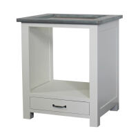 Weißer Backofenschrank mit Schublade im Landhausstil