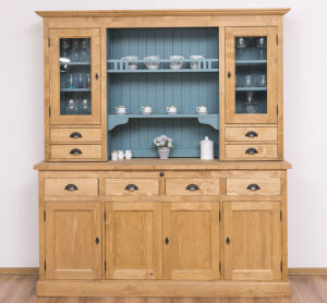 Breiter Buffetschrank im Landhausstil - braun, blau