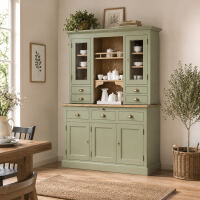 Romantischer Küchen-Buffetschrank im Landhausstil - grün, braun