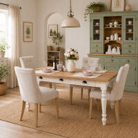 Romantischer Küchen-Buffetschrank im Landhausstil - grün, braun