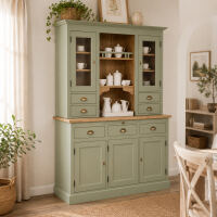 Romantischer Küchen-Buffetschrank im Landhausstil - grün, braun