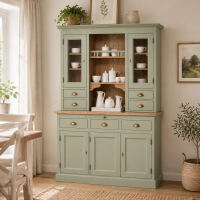 Romantischer Küchen-Buffetschrank im Landhausstil - grün, braun