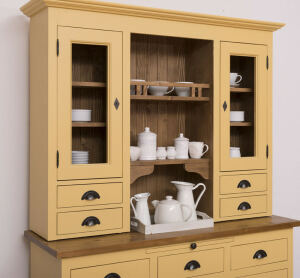 Landhaus Buffetschrank im Vintage Design - gelb, braun