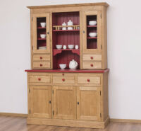 Massivholz Landhaus Buffetschrank - braun, rot