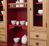 Massivholz Landhaus Buffetschrank - braun, rot