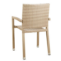 Robuster Gartenstuhl geflochten mit Armlehne hellbeige