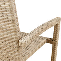 Robuster Gartenstuhl geflochten mit Armlehne hellbeige