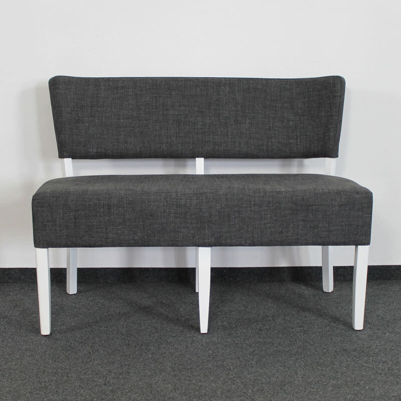 Vintage Polsterbank grau mit Lehne