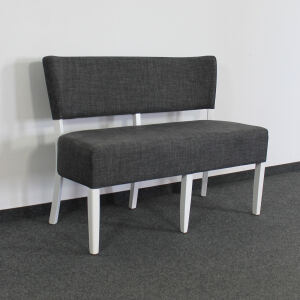 Vintage Polsterbank grau mit Lehne