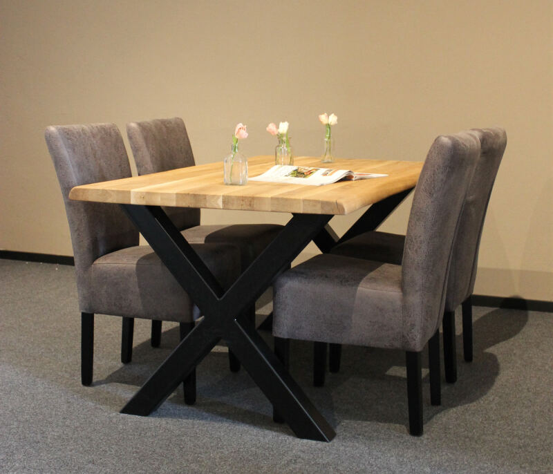 Rustikale Essgruppe Baumkante 160x90 cm