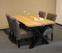Rustikale Essgruppe Baumkante 160x90 cm