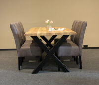 Rustikale Essgruppe Baumkante 160x90 cm