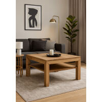 Couchtisch Wildeiche 100x100cm mit Ablagefach