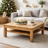 Couchtisch Wildeiche 100x100cm mit Ablagefach
