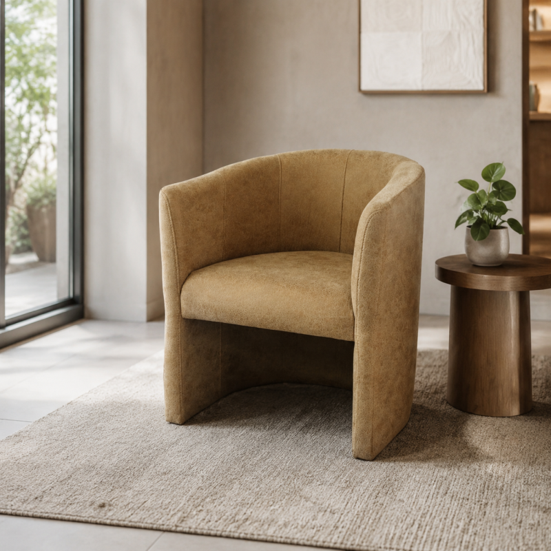 Vintage Cocktailsessel Lederoptik Sand