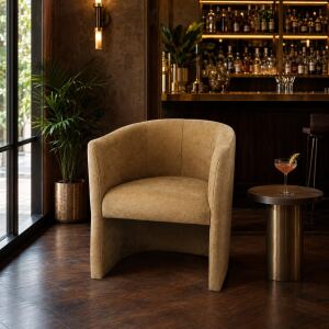 Vintage Cocktailsessel Lederoptik Sand