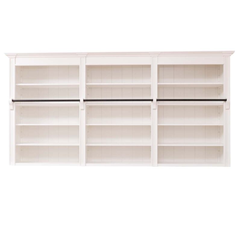 Langer Bücherregal-Aufsatz im Landhausstil, altweiß - 3m