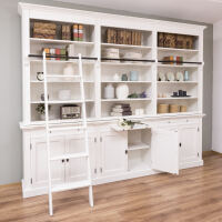 Lange Büro-Regalwand im Landhausstil, altweiß - 3m