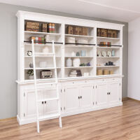 Lange Büro-Regalwand im Landhausstil, altweiß - 3m