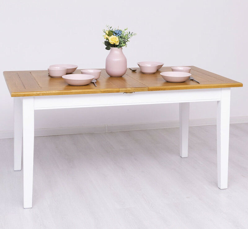 Esstisch weiß ausziehbar aus Holz im Vintage-Stil - Onlineshop für massive Landhausmöbel