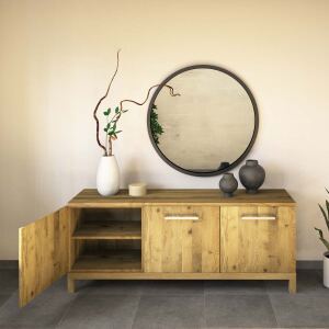 Langes Sideboard aus Massiver Wildeiche