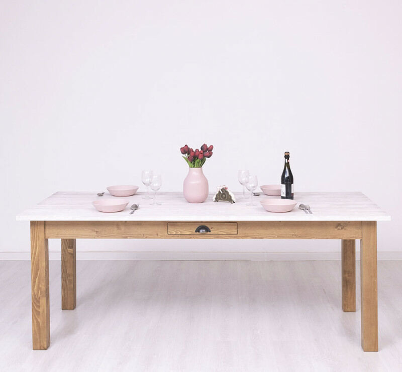 Landhausstil Esstisch mit Schublade (210cm)