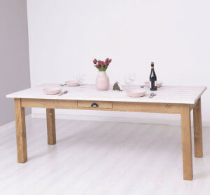 Landhausstil Esstisch mit Schublade (210cm)