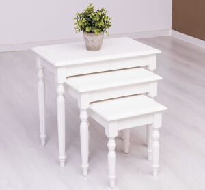Landhausstil Beistelltisch 3er Set altweiß